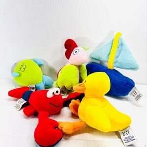 Baby Gap Lot Of 5 Plush Beanbag Duck, Lobster, Fish, Parrot & Boat No Sound 2002